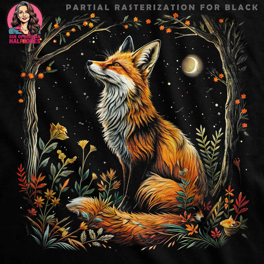 Autumn Fox in Forest Halftone Digital halftone T-shirt Design - halftone PNG for T-shirts – Sue Opperman Halftones