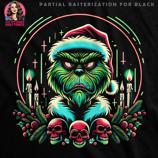 Christmas Grinch with Skulls Halftone T-Shirt Design - halftone PNG for T-shirts – Sue Opperman Halftones