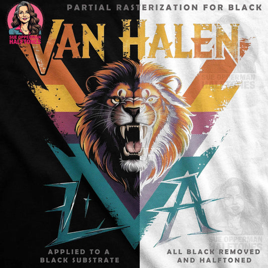 Music Lion Van Halen Halftoned T-Shirt Design - halftone PNG for T-shirts – Sue Opperman Halftones