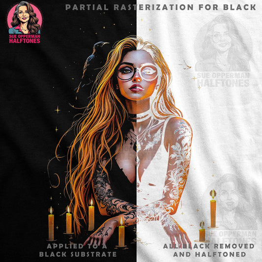 Tattooed Woman with Candles Halftone T-Shirt Design Digital - halftone PNG for T-shirts – Sue Opperman Halftones
