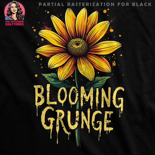 Floral Blooming Grunge Style Halftoned T-Shirt Design - halftone PNG for T-shirts – Sue Opperman Halftones