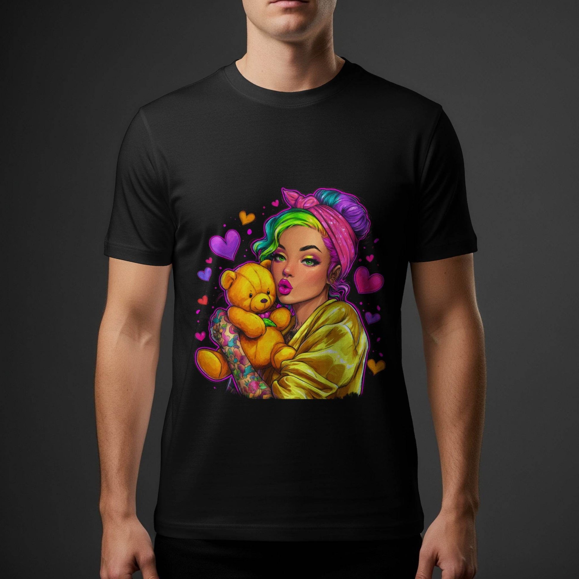 Valentines Girl with Teddy Halftone T-Shirt Design - halftone PNG for T-shirts – Sue Opperman Halftones