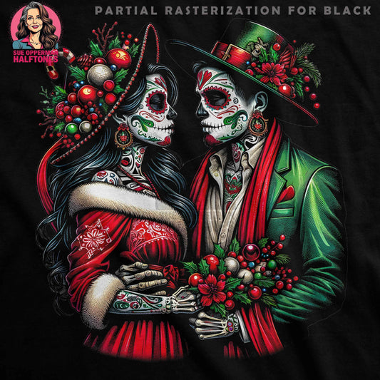 Day of the Dead Christmas Halftone T-Shirt Design - halftone PNG for T-shirts – Sue Opperman Halftones