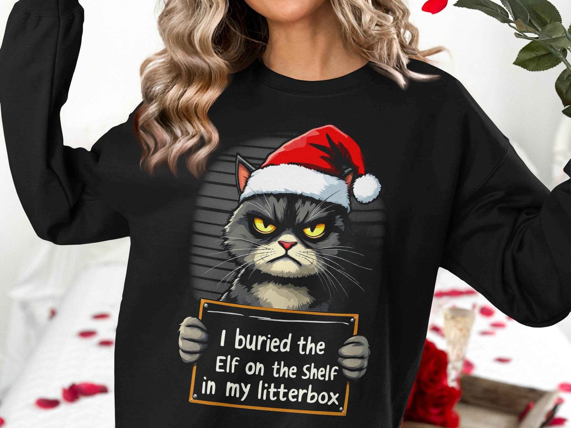 Grumpy Christmas Cat Halftone T-Shirt Design - halftone PNG for T-shirts – Sue Opperman Halftones