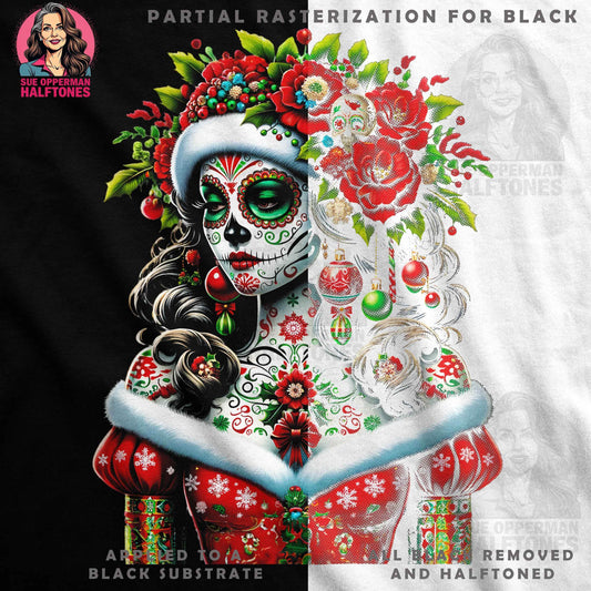 Christmas Sugar Skull Halftone T-Shirt Design - halftone PNG for T-shirts – Sue Opperman Halftones