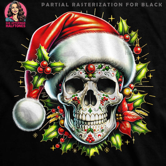 Christmas Sugar Skull Christmas Halftoned T-Shirt Designs - halftone PNG for T-shirts – Sue Opperman Halftones