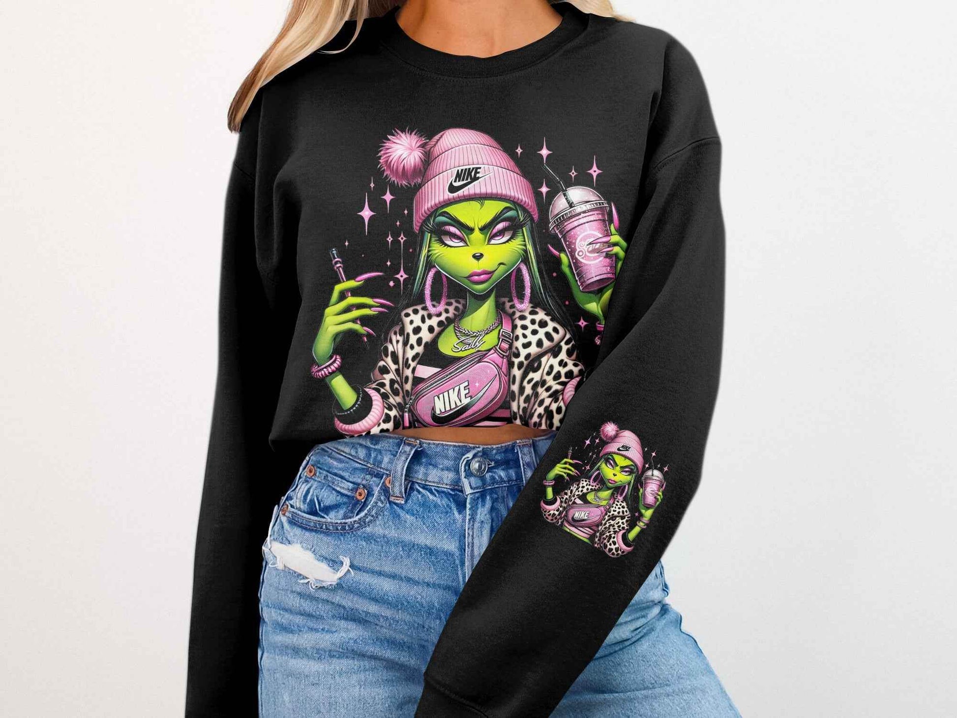 Christmas Grinch Fashionista Halftoned T-Shirt Design - halftone PNG for T-shirts – Sue Opperman Halftones