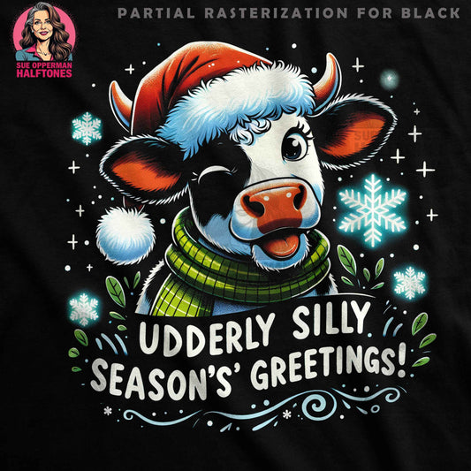 Christmas Cow Udderly Silly Digital Halftone T-Shirt Design - halftone PNG for T-shirts – Sue Opperman Halftones