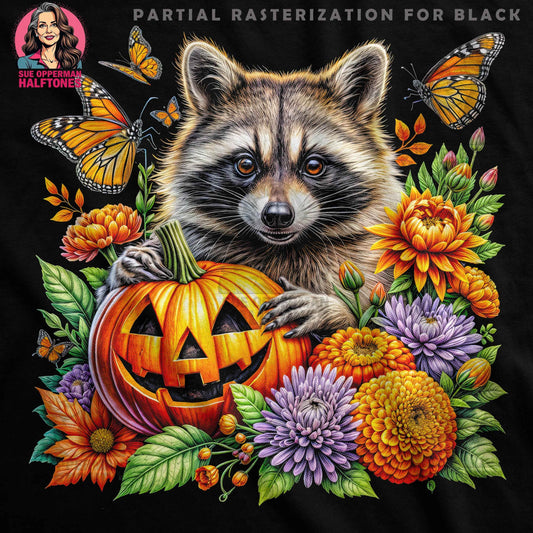 Halloween Raccoon Pumpkin Halftone T-Shirt Design Digital - halftone PNG for T-shirts – Sue Opperman Halftones