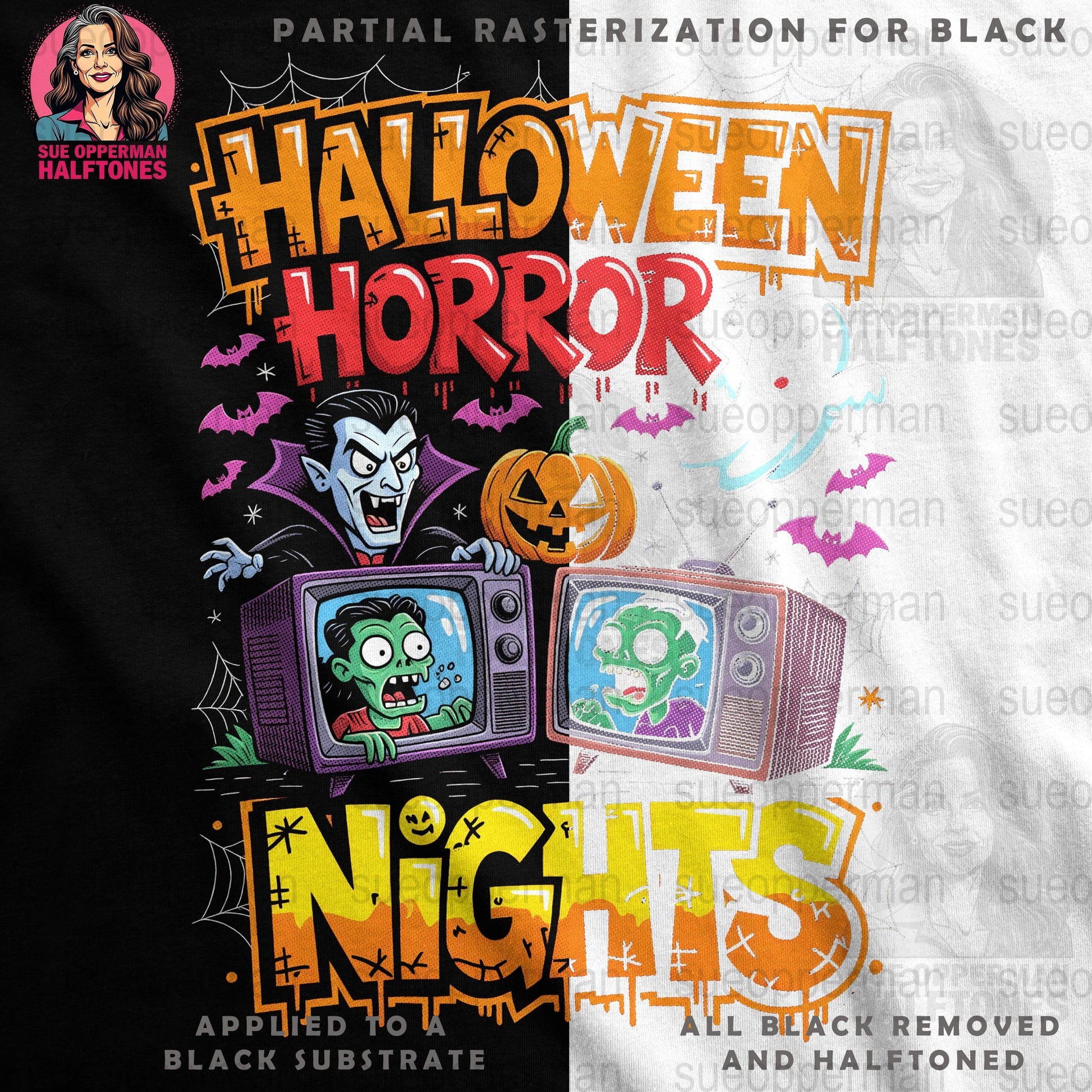 Halloween Halftone T-Shirt Design Digital - halftone PNG for T-shirts – Sue Opperman Halftones
