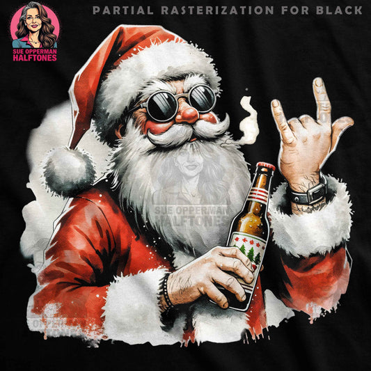 Christmas Santa with Beer Halftone T-Shirt Design - halftone PNG for T-shirts – Sue Opperman Halftones