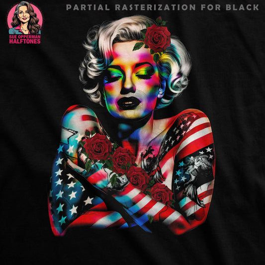 Patriotic Marilyn Halftone T-Shirt Design - halftone PNG for T-shirts – Sue Opperman Halftones