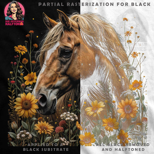 Animals Floral Horse Halftone T-Shirt Design - halftone PNG for T-shirts – Sue Opperman Halftones