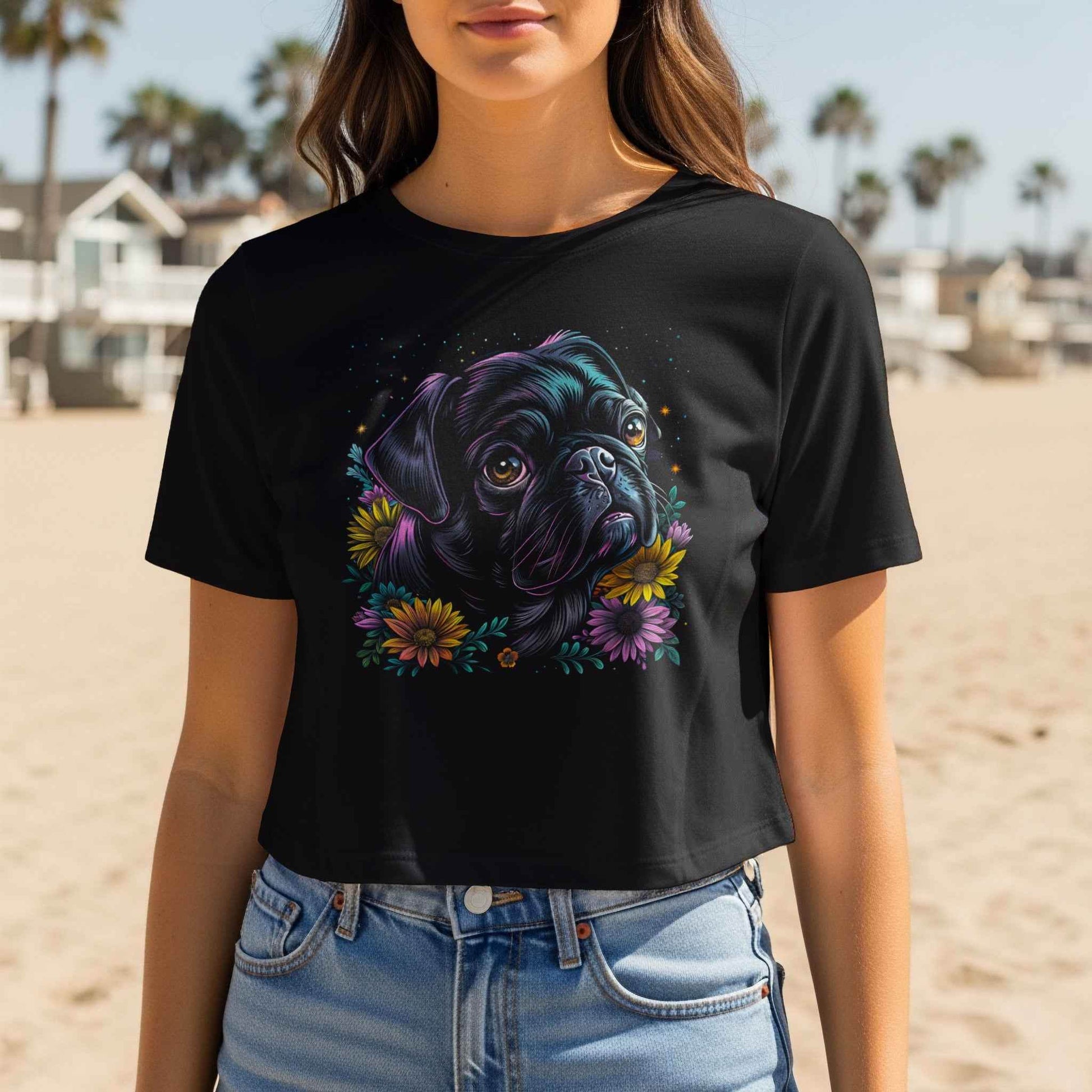 Floral Pug Halftone T-Shirt Design - halftone PNG for T-shirts – Sue Opperman Halftones
