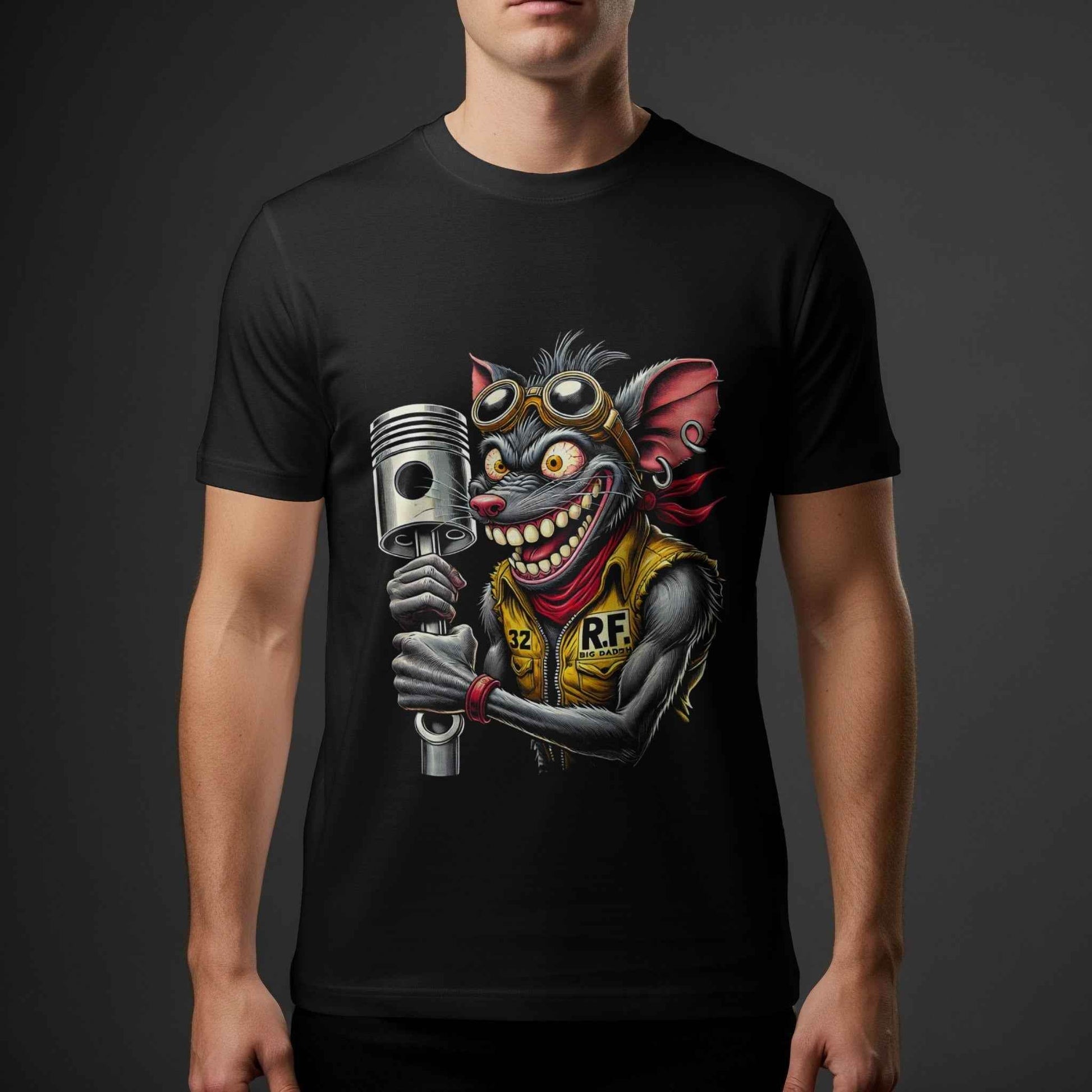 Animals Rat Biker With Piston Engine Halftone T-Shirt Design - halftone PNG for T-shirts – Sue Opperman Halftones