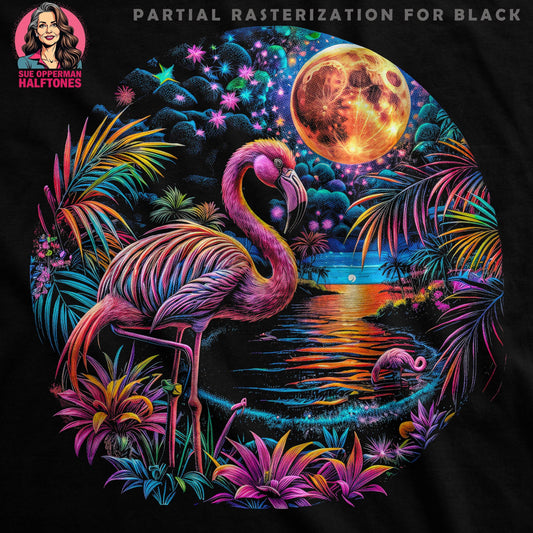 Flamingo Scene Tropical Halftone T-Shirt Design - halftone PNG for T-shirts – Sue Opperman Halftones
