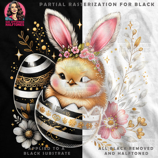 Easter Chick in Egg Halftone T-Shirt Design - halftone PNG for T-shirts – Sue Opperman Halftones