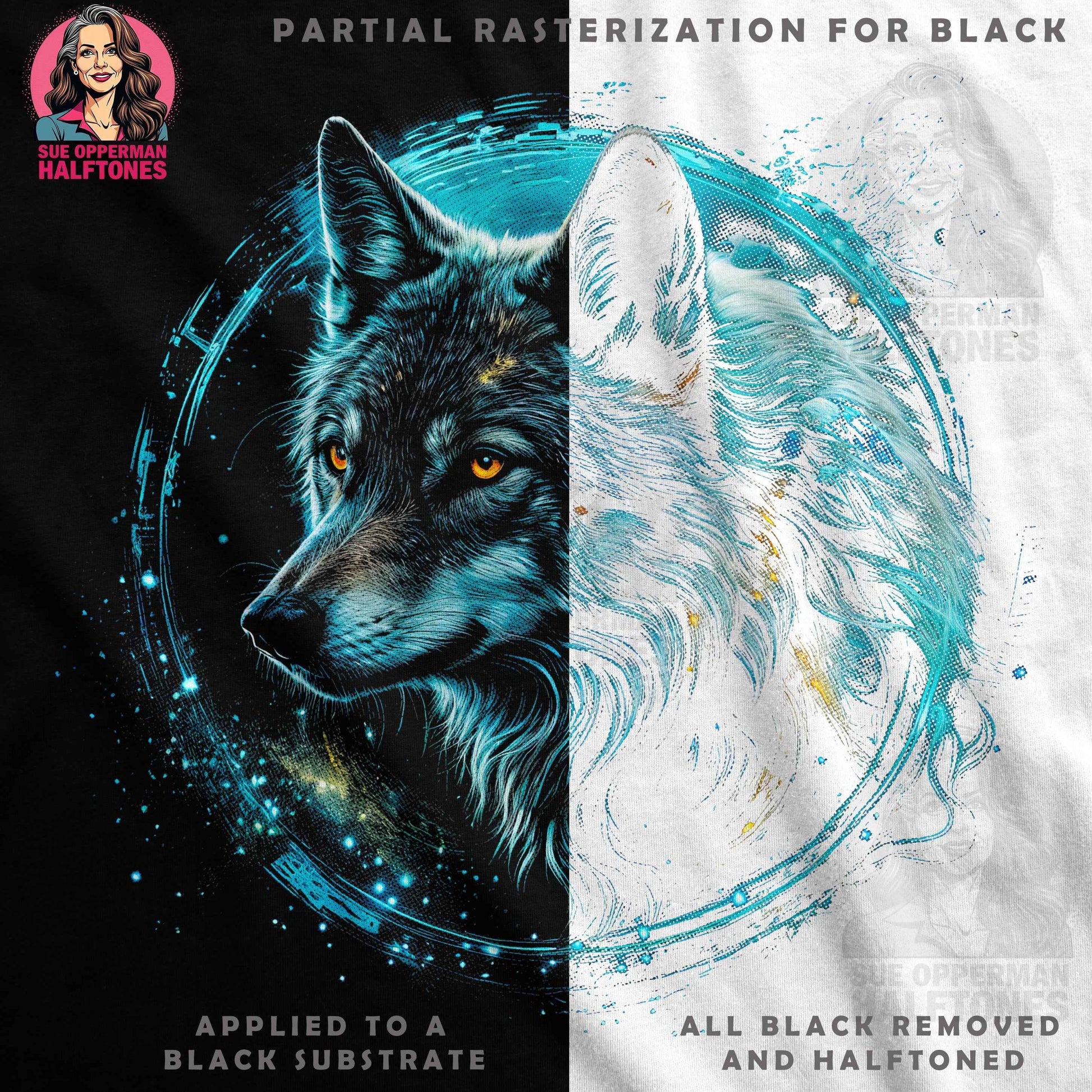 Abstract Wolf Head Digital Halftone T-shirt Design - halftone PNG for T-shirts – Sue Opperman Halftones