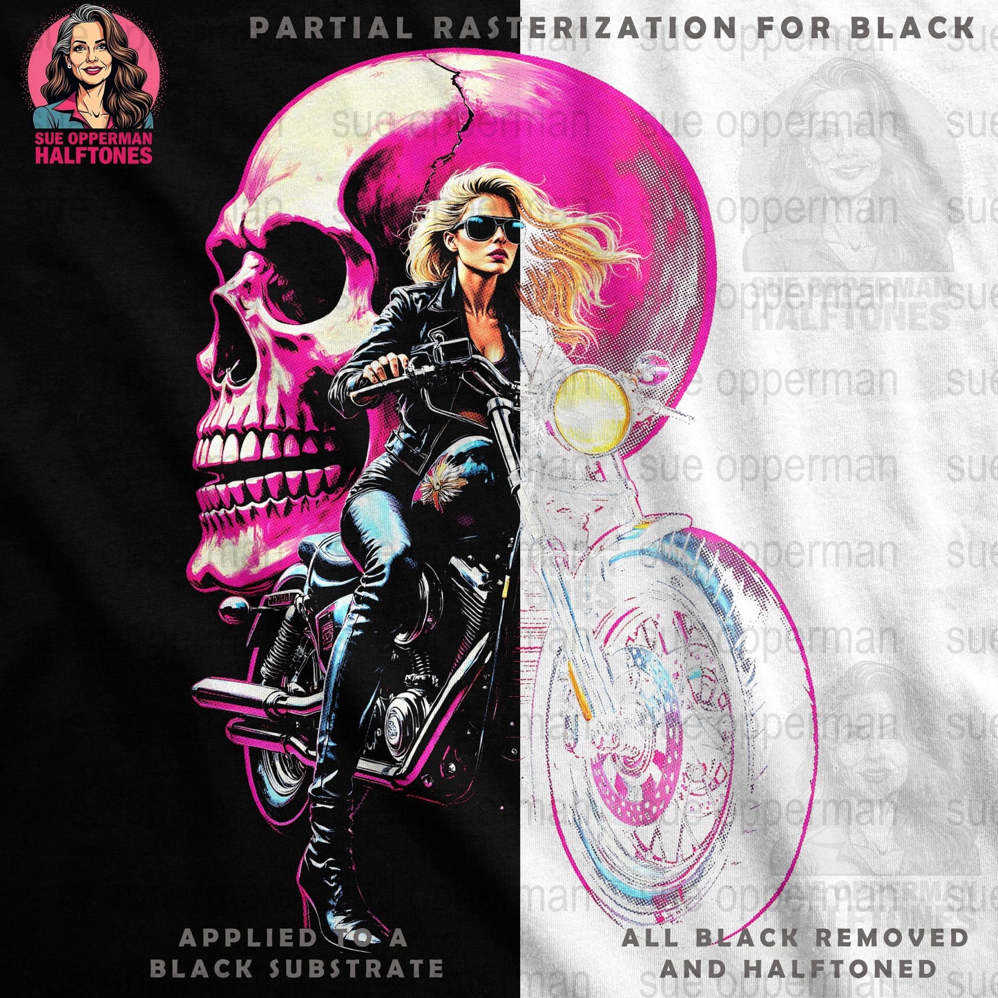 Bike with Skull Universal Print Bundle Digital - halftone PNG for T-shirts – Sue Opperman Halftones