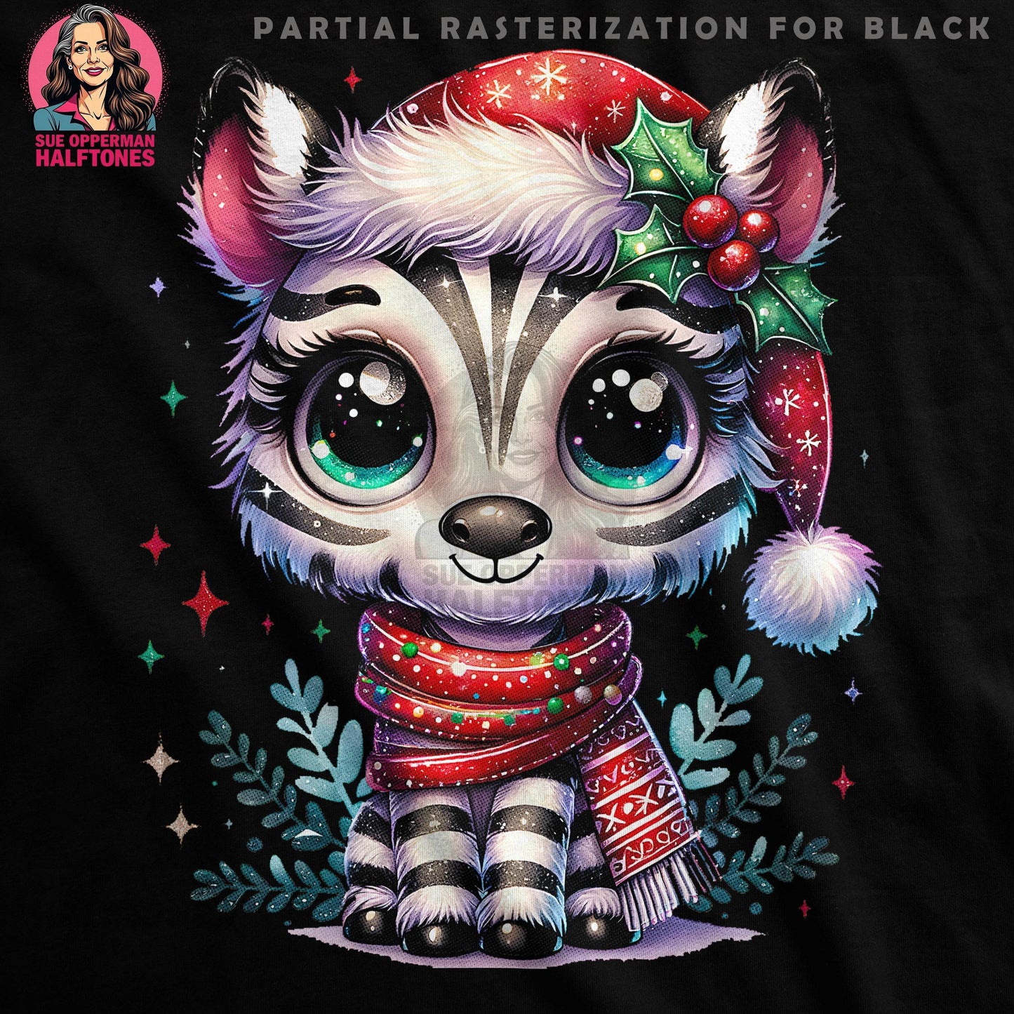 Christmas Cute Tiger Halftone T-Shirt Design - halftone PNG for T-shirts – Sue Opperman Halftones