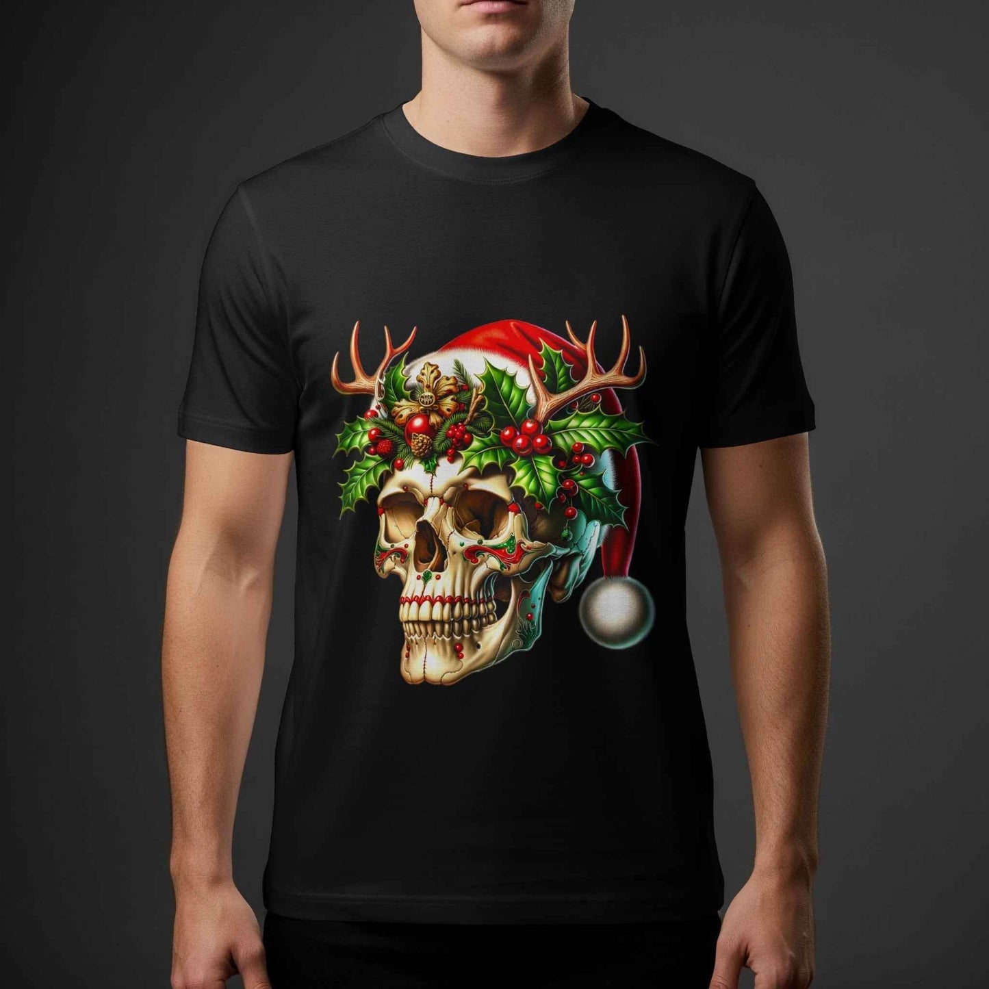 Christmas Skull Santa Halftone Skull Halftoned T-Shirt Designs - halftone PNG for T-shirts – Sue Opperman Halftones