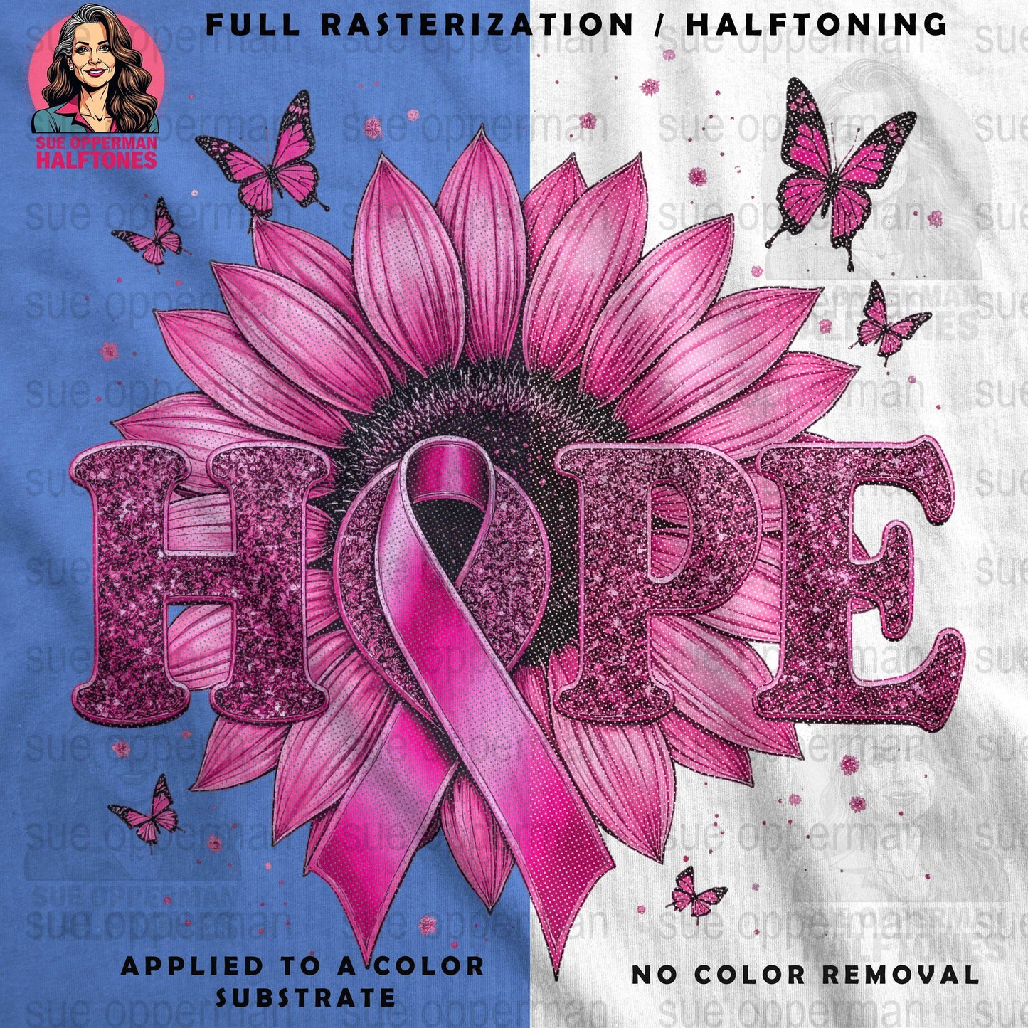 Breast Cancer Awareness Hope Universal Print Bundle Digital - halftone PNG for T-shirts – Sue Opperman Halftones