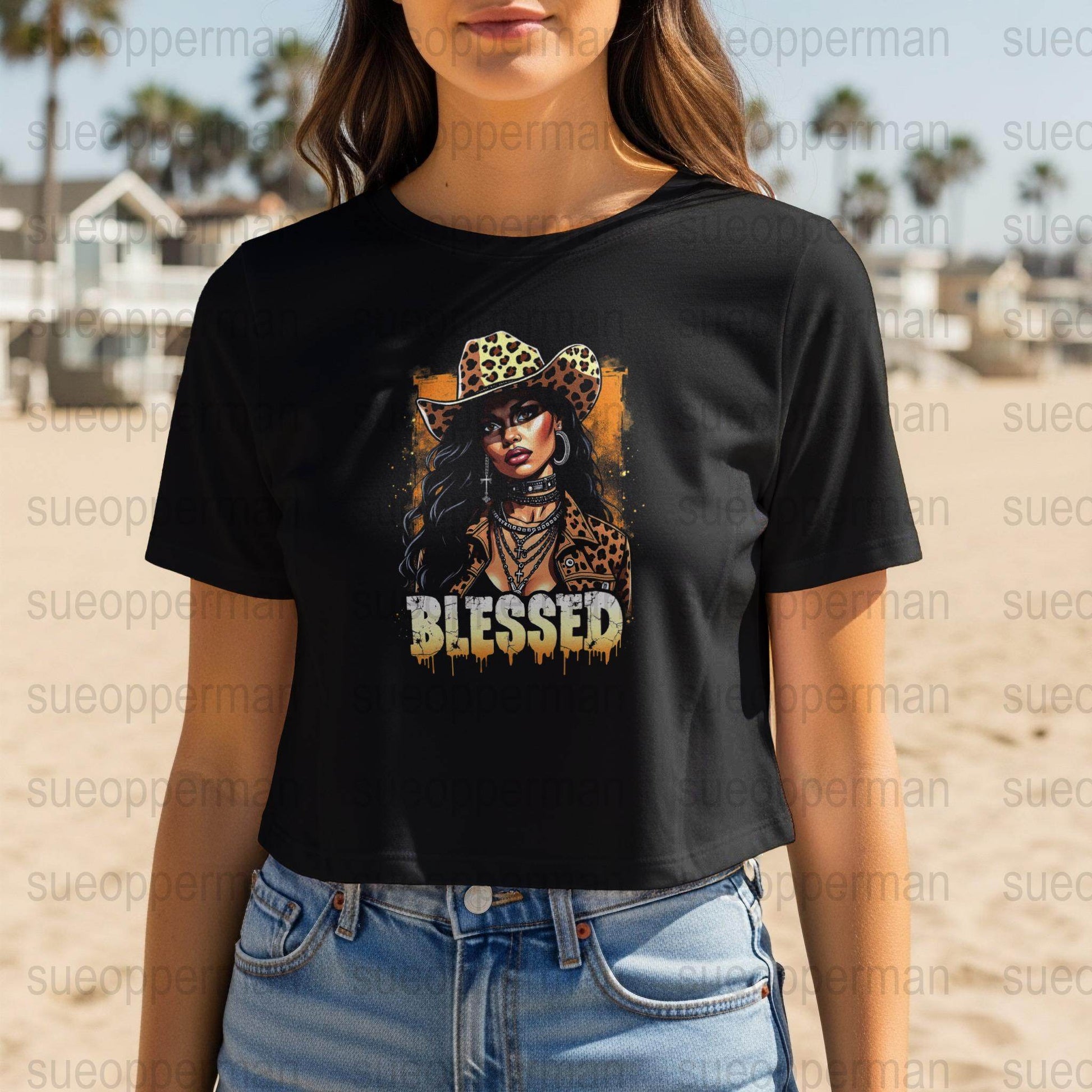 Cowgirl Blessed Halftone T-Shirt Design Digital - halftone PNG for T-shirts – Sue Opperman Halftones