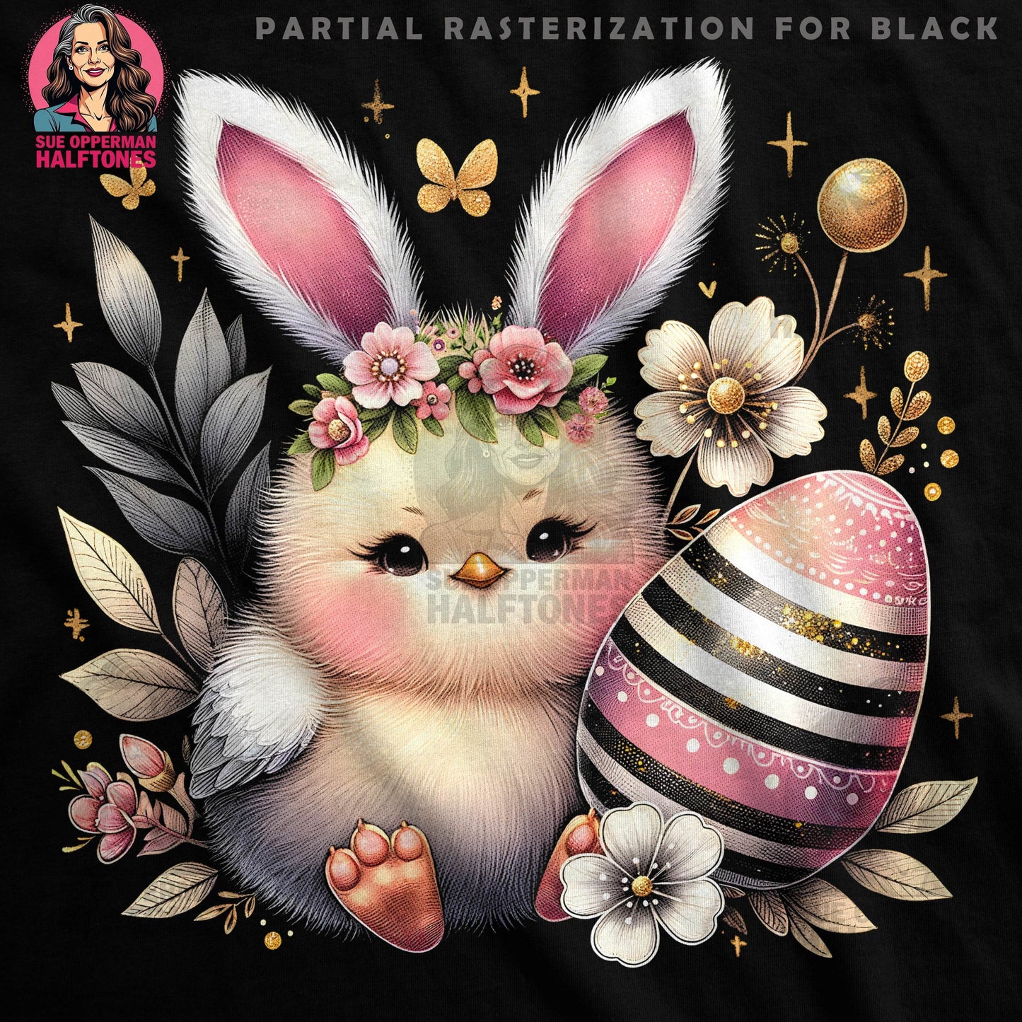 Easter Chick Bunny Halftone T-Shirt Design - halftone PNG for T-shirts – Sue Opperman Halftones