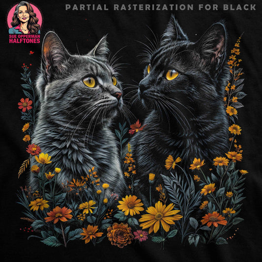 Floral Cats Halftones T-Shirt Design Digital - halftone PNG for T-shirts – Sue Opperman Halftones