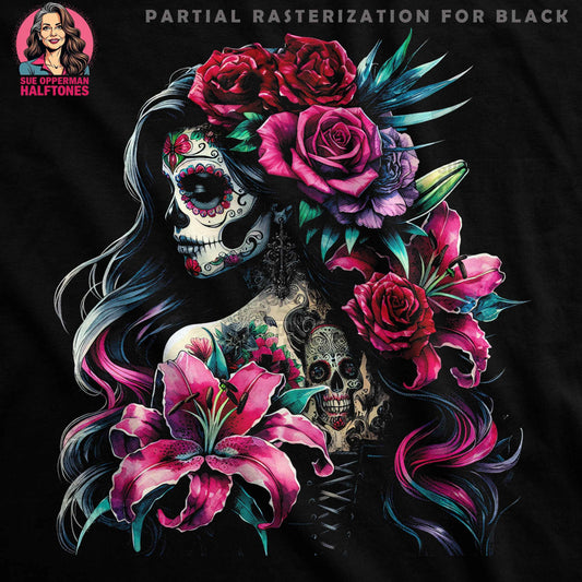 Sugar Skull Floral Halftone T-Shirt Design Digital - halftone PNG for T-shirts – Sue Opperman Halftones