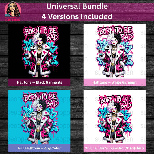 Born To Be Bad Universal Print Bundle - halftone PNG for T-shirts – Sue Opperman Halftones