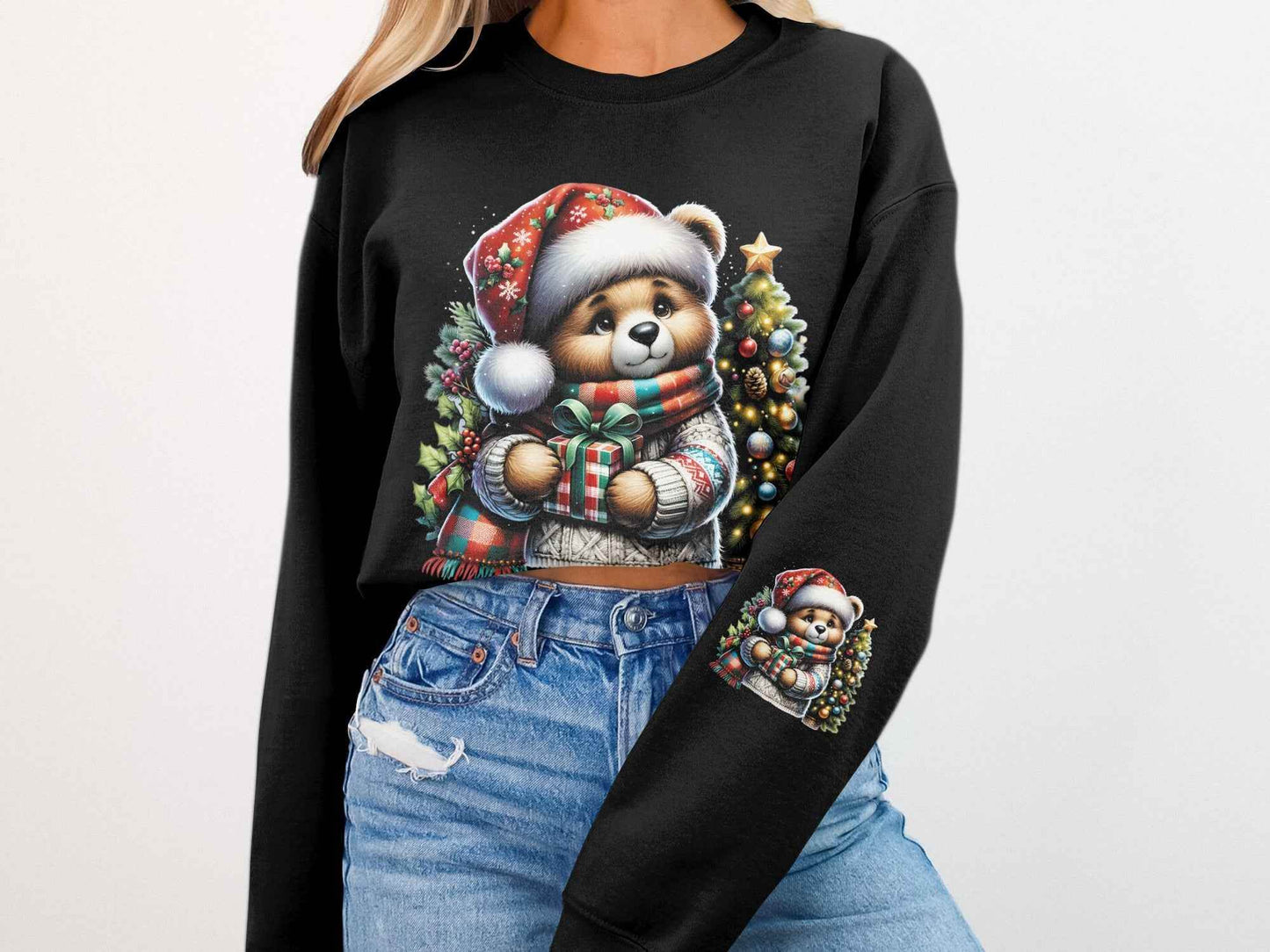 Cute Bear with Christmas Tree Halftoned T-Shirt Design - halftone PNG for T-shirts – Sue Opperman Halftones