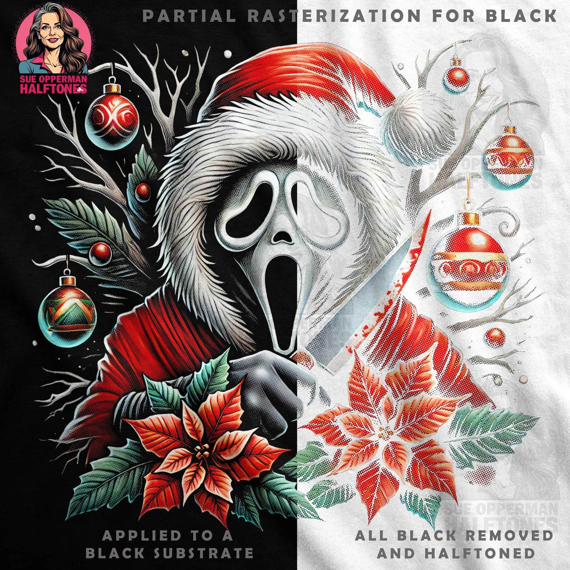 Christmas Ghost Face Halftone T-Shirt Design - halftone PNG for T-shirts – Sue Opperman Halftones