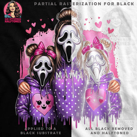 Scream Mama Girls Squad Halloween Digital Halftoned T-Shirt Design - halftone PNG for T-shirts – Sue Opperman Halftones