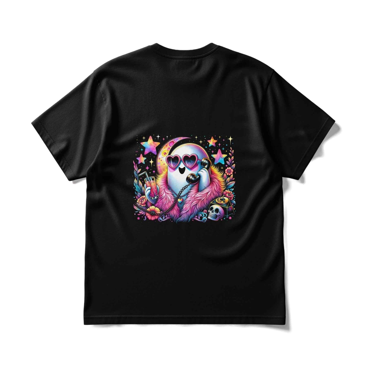 Whimsical Moon on Phone Digital Halftone T-Shirt Design - halftone PNG for T-shirts – Sue Opperman Halftones