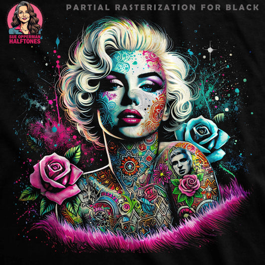Celebrities with Roses Tattoo Digital Halftoned T-shirt Design - halftone PNG for T-shirts – Sue Opperman Halftones