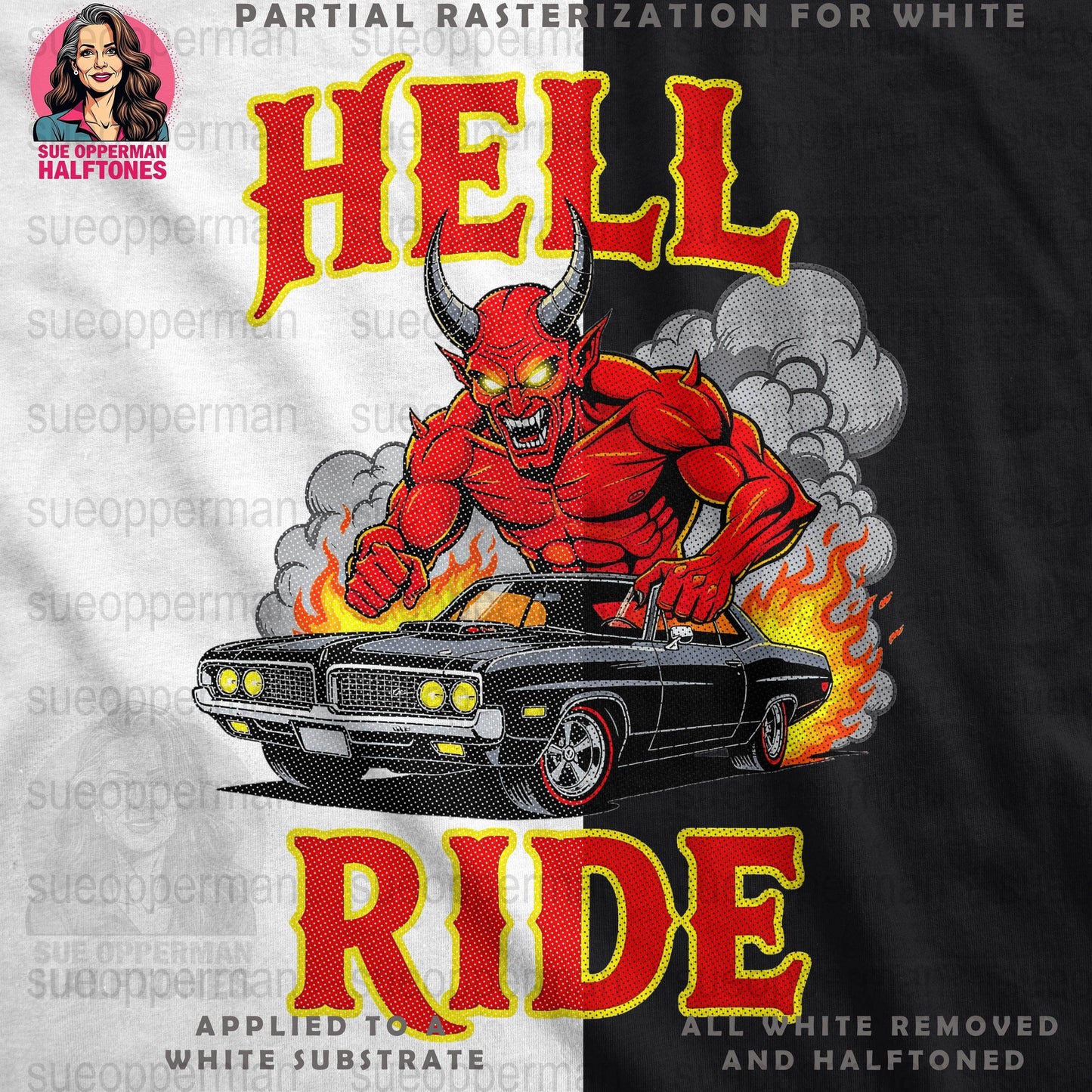 Hell Ride Universal Print Bundle - halftone PNG for T-shirts – Sue Opperman Halftones