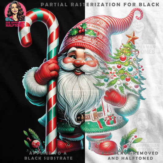 Christmas Candy Cane Santa Halftoned T-Shirt Design - halftone PNG for T-shirts – Sue Opperman Halftones