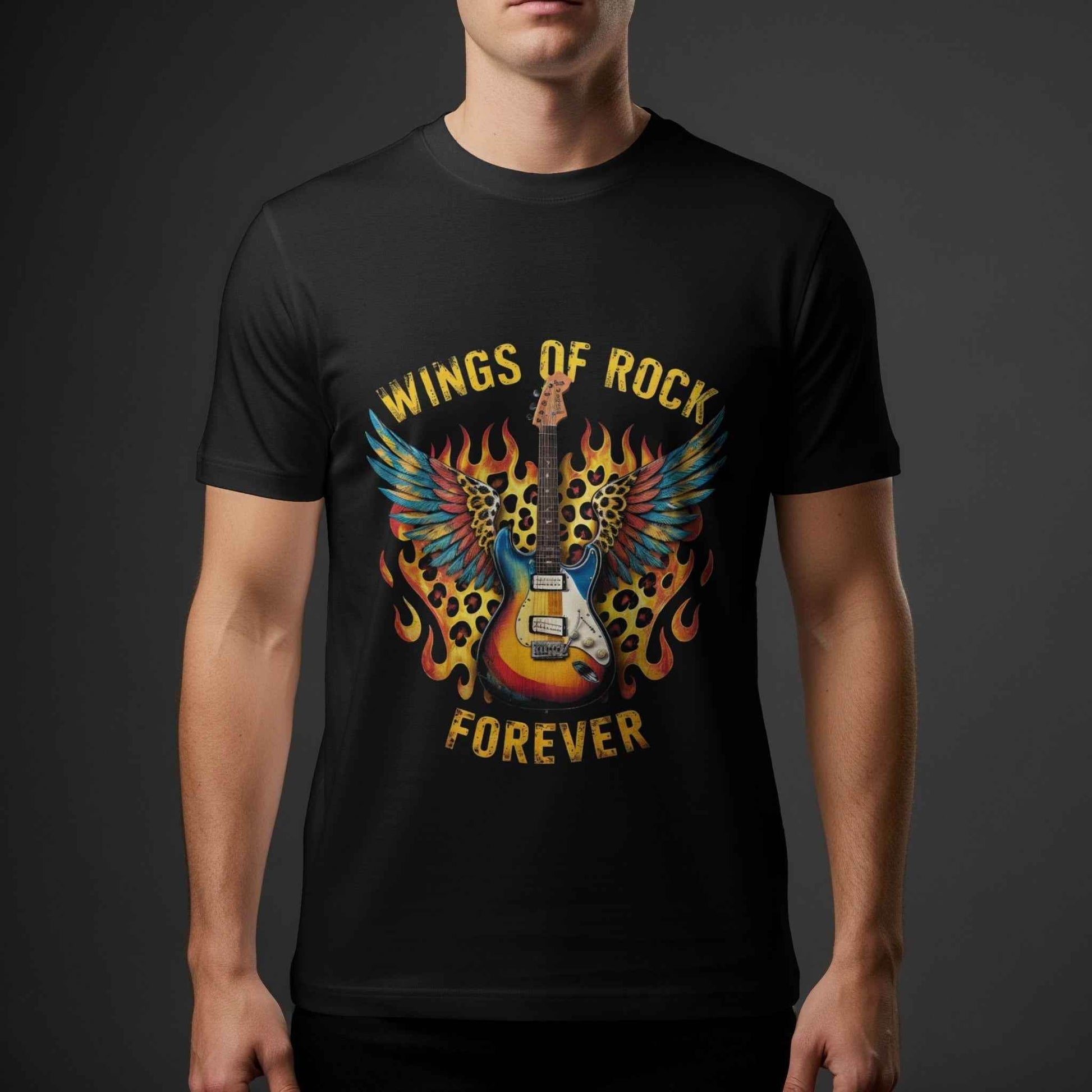 Rock Guitar Wings of Rock Forever Halftoned T-Shirt Design - halftone PNG for T-shirts – Sue Opperman Halftones