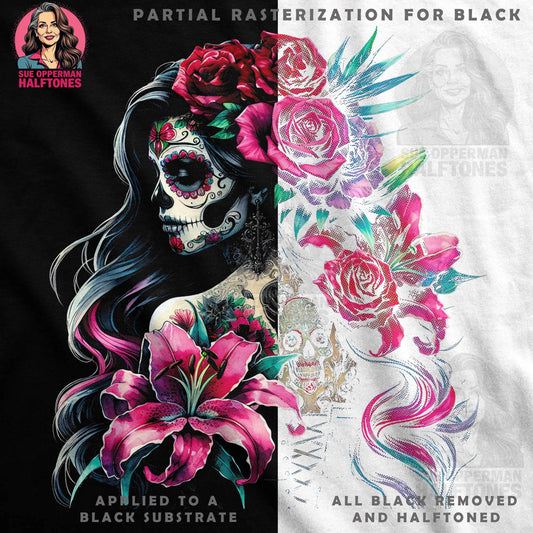 Sugar Skull Floral Halftone T-Shirt Design Digital - halftone PNG for T-shirts – Sue Opperman Halftones