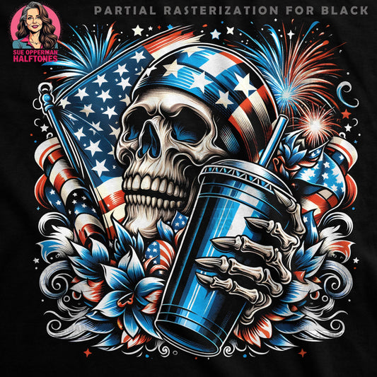 Patriotic Skull Halftone T-Shirt Design - halftone PNG for T-shirts – Sue Opperman Halftones