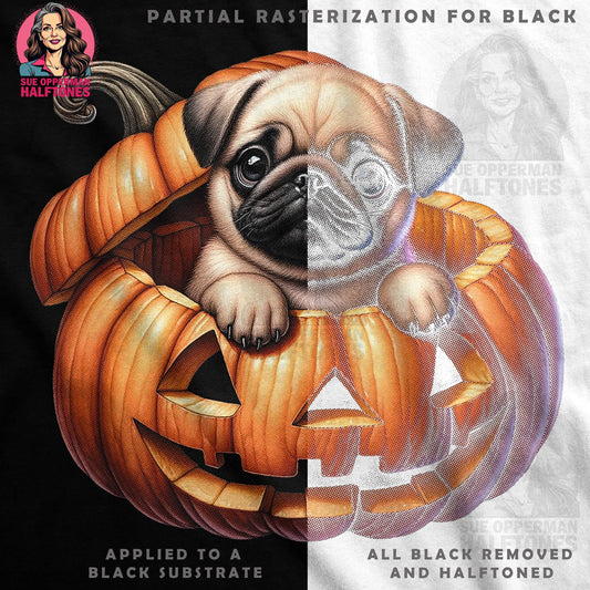Cute Halloween Pug Halftone T-Shirt Design - halftone PNG for T-shirts – Sue Opperman Halftones