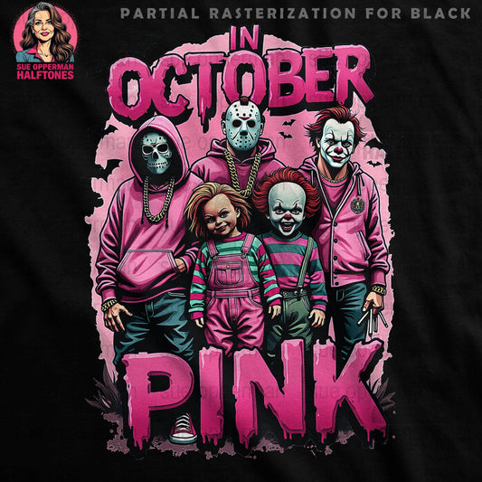 Halloween In October Pink Universal Print Bundle Digital - halftone PNG for T-shirts – Sue Opperman Halftones