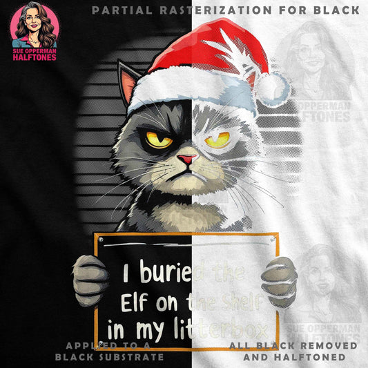 Grumpy Christmas Cat Halftone T-Shirt Design - halftone PNG for T-shirts – Sue Opperman Halftones