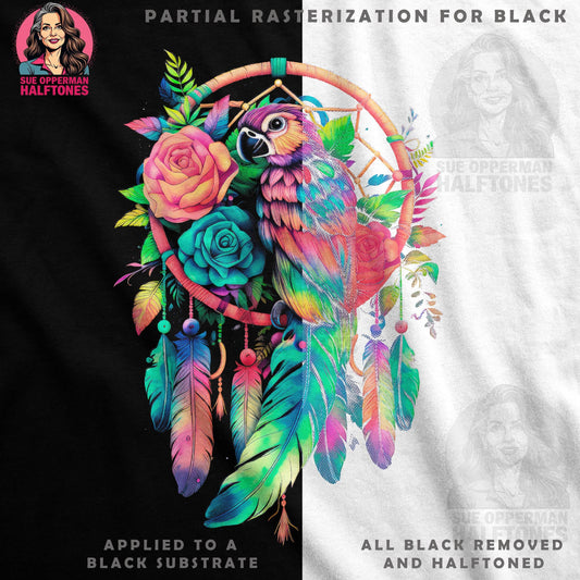 Dreamcatcher With Parrot Digital Halftoned T-Shirt Design - halftone PNG for T-shirts – Sue Opperman Halftones