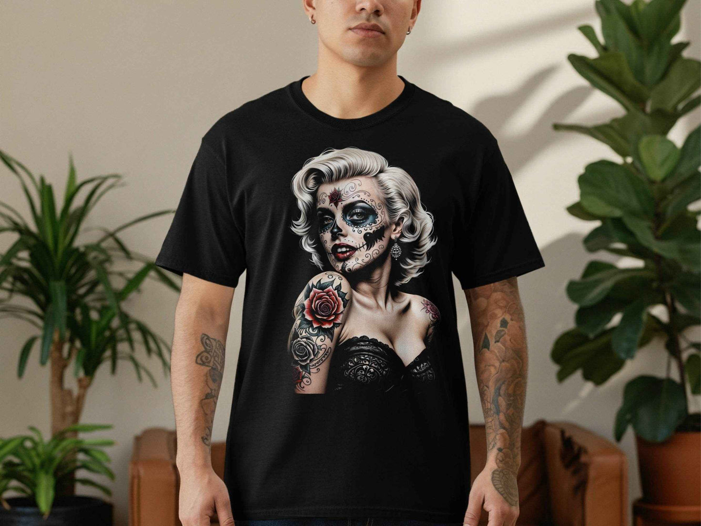 Sugar Skull Woman Glam Halftone T-Shirt Design Digital - halftone PNG for T-shirts – Sue Opperman Halftones