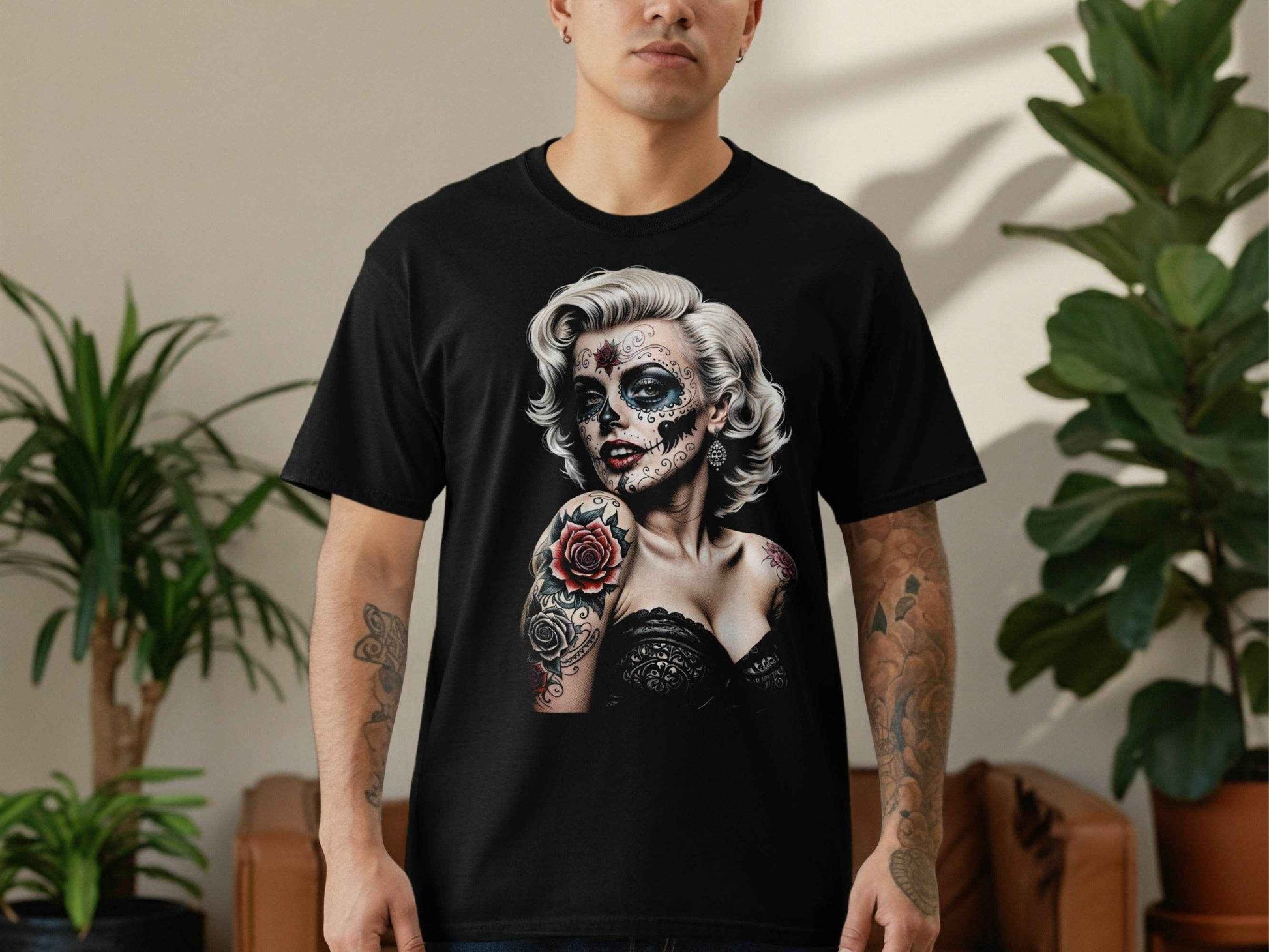 Sugar Skull Woman Glam Halftone T-Shirt Design Digital - halftone PNG for T-shirts – Sue Opperman Halftones