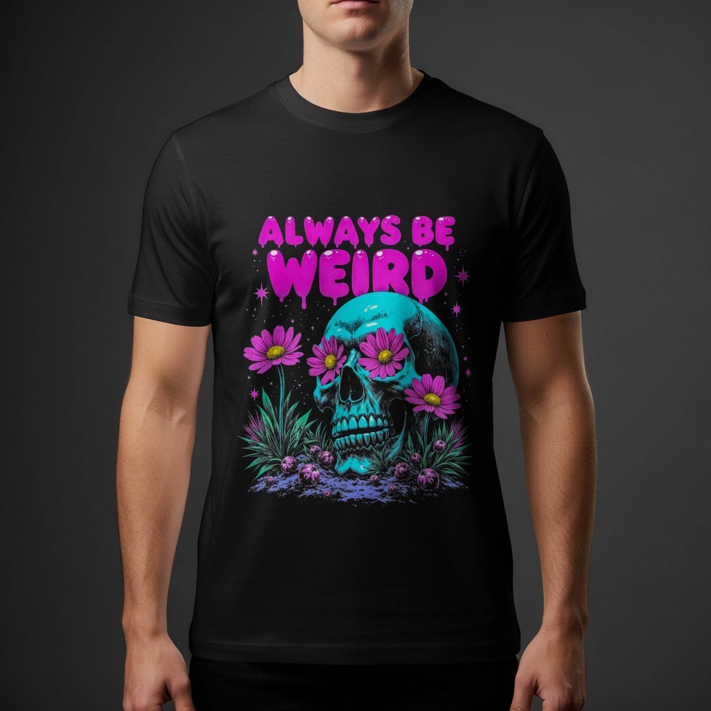 Floral Skull Always Be Weird Halftone T-Shirt Design - halftone PNG for T-shirts – Sue Opperman Halftones