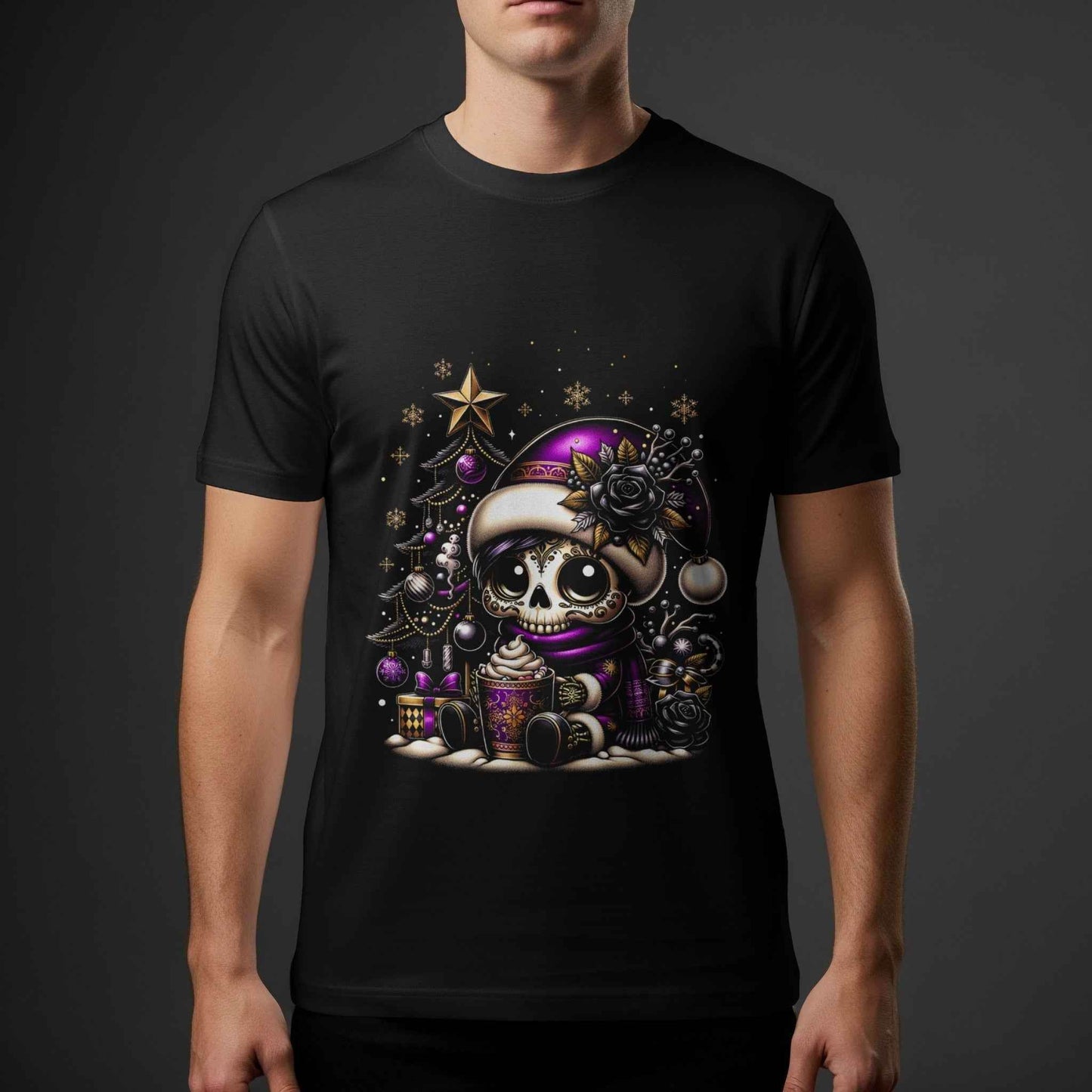 Christmas Sugar Skull with Tree Halftone T-Shirt Design - halftone PNG for T-shirts – Sue Opperman Halftones