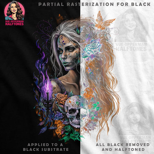 Skull Lady with Roses Halftone T-Shirt Design - halftone PNG for T-shirts – Sue Opperman Halftones